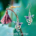 wholesale 925 Sterling Silver Dragonfly 7 Chakra Huggie Hoop Earrings with Rainbow Crystals and Celtic Knot Design for Women Girls Gift Idea-0-2