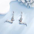 wholesale 925 Sterling Silver Christmas Tree Snowflake Reindeer Drop Earrings with Red Bow and Crystal Accents - Festive Holiday Jewelry for Women-0-2