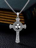 wholesale 925 Sterling Silver Shamrock Celtic Knot Cross Pendant Necklace  for Men & Women Protection Amulet Religious Gift with 24+2 Rolo Chain (Gift Included)-0-4