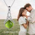 wholesale Sterling Silver Natural Stone Irish Celtic Teardrop Pendant Necklace-0-5