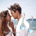 wholesale 925 Sterling Silver Drop Earrings Blue Moonstone Celtic Knot Platinum Plated For Women-0-5