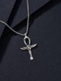 wholesale 925 Sterling Silver Egyptian Cross with Eye of Horus and Wings Pendant Necklace-0-4