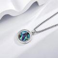 wholesale 925 Sterling Silver Wolf Head Abalone Shell Celtic Knot Round Pendant Necklace for Women Animal Lovers Gift-0-3