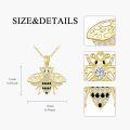 wholesale 14K Gold Honeybee Pendant Necklace with Cubic Zirconia and Black Onyx Accents for Women-0-2