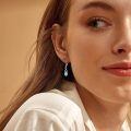 TOUPOP Sterling Silver Turquoise Dangle Teardrop Bohemian Drop Earrings-0-5