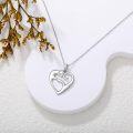 wholesale 925 Sterling Silver Heart Shape with Cubic Zirconia Pendant Necklace for Women-0-2