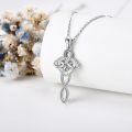 wholesale 925 Sterling Silver Heart-Shaped Opal Celtic Knot Pendant Necklace s for Women Christmas-0-1
