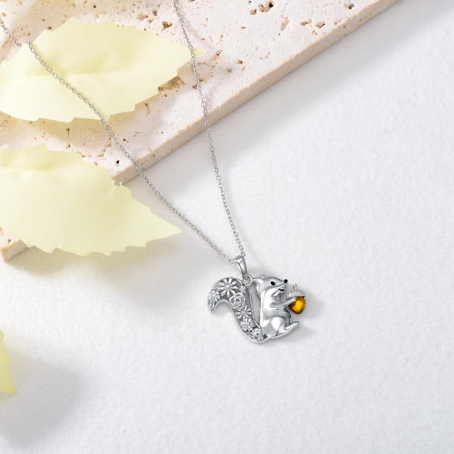 Sterling Silver Animal Pendant Necklace Raccoon Squirrel Hummingbird Hedgehog Elephant Women s Jewelry Gift-0-4