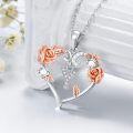 wholesale 925 Sterling Silver Zircon Rose Heart Initial Letter Pendant Necklace for Women-0-3