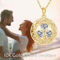 wholesale 10K Gold 4-Heart Clover Pendant Necklace with Celtic Knot Design and Cubic Zirconia Stones-0-5