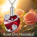 wholesale 925 Sterling Silver Heart Rose Urn Necklace Ashes Memorial Pendant  for Women Men-0-5
