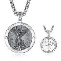 wholesale 925 Sterling Silver Patron Saint Medal Amulet Necklace for Men 2 5mm 22 +2 Chain-A14-Saint Michael