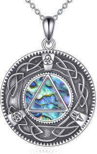 wholesale 925 Sterling Silver Abalone Shell Triquetra Pentagram Ankh Cross Heart Pendant Necklaces for Women-celtic necklace 3