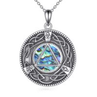 wholesale 925 Sterling Silver Abalone Shell Triquetra Pentagram Ankh Cross Heart Pendant Necklaces for Women-celtic necklace 3