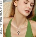 wholesale 925 Sterling Silver Sunflower Cross Necklace for Women Men Catholic Religious s 47cm Chain Length-0-5