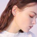 wholesale 925 Sterling Silver Daisy Flower Yellow Zircon Climber Stud Earrings White Gold Plated-0-2