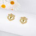 wholesale 925 Sterling Silver Lion Stud Earrings with Cubic Zirconia and Gold Plating  for Women Girls Mother's Day Present-0-3