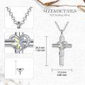 wholesale Silver Cross Urn Necklace for Ashes - 925 Sterling Silver Keepsake Jewelry with Star and Heart Design-0-2