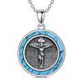 wholesale 925 Sterling Silver Turquoise Crucifix Cross Pendant Necklace-0-0