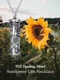 wholesale 925 Sterling Silver Sunflower Urn Pendant Keepsake Memorial Jewelry with Funnel and Fill Tool Set-0-1