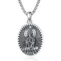 wholesale 925 Sterling Silver Zodiac Bodhisattva Amulet Pendant Necklace  Buddha Talisman Protection Jewelry for Men with 24+2 Round Chain-0-0