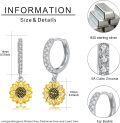 wholesale 925 Sterling Silver Flower Drop Dangle Huggie Hoop Earrings with Cubic Zirconia and Gold Plated Center-0-4