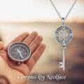 wholesale 925 Sterling Silver Key Pendant with Compass Design - Graduation & Friendship Talisman Necklaces Gifts for Her-0-5