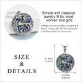 wholesale 925 Sterling Silver Oxidized Round Celtic Dragon Pendant Necklace with Blue Abalone Shell Inlay for Women's -0-4