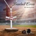 wholesale 925 Sterling Silver Baseball Cross Pendant Necklace With Red Detailing-0-5