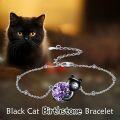 wholesale 14K Gold Pink Crystal Black Cat Pendant Necklace for Women Cats Lover-0-299