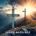 wholesale 925 Sterling Silver Turquoise Inlay Cross Pendant Necklace for Men & Women-0-5