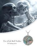 wholesale TOUPOP Tree Of Life Skeleton Necklace 925 Sterling Silver Tree Of Life Skull Pendant Necklaces Abalone Shell Celtic Tree Jewelry Gifts For Women Her Halloween Christmas Birthday Gift -0-1