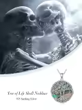 TOUPOP Sterling Silver Abalone Tree Of Life Skull Pendant Necklace-0-1
