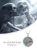 TOUPOP Sterling Silver Abalone Tree Of Life Skull Pendant Necklace-0-1