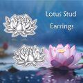 wholesale 925 Sterling Silver Lotus Flower Stud Earrings - Hypoallergenic Jewelry for Women and Girls-0-1