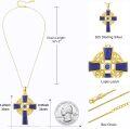 wholesale Gold 925 Sterling Silver Lapis Lazuli Celtic Cross Trinity Knot Pendant Necklace-0-5
