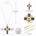 wholesale Gold 925 Sterling Silver Lapis Lazuli Celtic Cross Trinity Knot Pendant Necklace-0-5