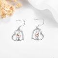wholesale 925 Sterling Silver Heart-Shaped Snowman Christmas Dangle Earrings Gift for Women-0-1