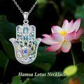 wholesale 925 Sterling Silver Abalone Shell Evil Eye Hamsa Hand Pendant Necklace for Women Men Protection Lucky Charm s-0-1