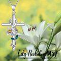wholesale 925 Sterling Silver Flower and Butterfly Pendant Necklaces with Green Stones for Women Christian Gifts-0-5