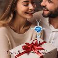 wholesale TOUPOP Topaz Cross Necklace For Women Sterling Silver December Birthstone Cross Pendant Necklace Heart Cross Christian Jewelry Birthday Christmas Gifts For Women Her -0-2