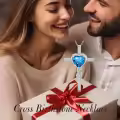 TOUPOP Sterling Silver Topaz Cross Pendant Necklace December Birthstone Christian Jewelry-0-2