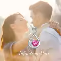 TOUPOP Sterling Silver Pink Tourmaline Infinity Love Moon Pendant Necklace-0-2