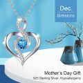 wholesale 925 Sterling Silver Birthstone Heart Necklace Infinity Love Pendant-0-4