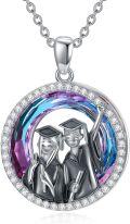 wholesale 925 Sterling Silver Ametrine Round Cut Graduation Pendant Necklace for Women-0-0
