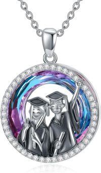 wholesale 925 Sterling Silver Ametrine Round Cut Graduation Pendant Necklace for Women-style 4
