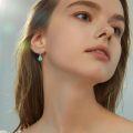 wholesale 925 Sterling Silver Teardrop Moonstone & Turquoise Lotus Flower Stud Earrings Gift for Her-0-3