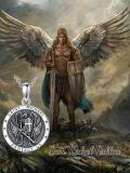 wholesale 925 Sterling Silver 925 Saint Michael Protection Shield Pendant Necklace for Women & Men-0-5