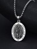 wholesale 925 Sterling Silver Oval St. Peregrine Pendant Prayer Necklace for Men & Women-0-2