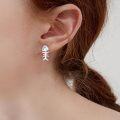 wholesale 925 Sterling Silver Moonstone Cat & Fishbone Stud Earrings - Adorable Animal  for Women Girls-0-3